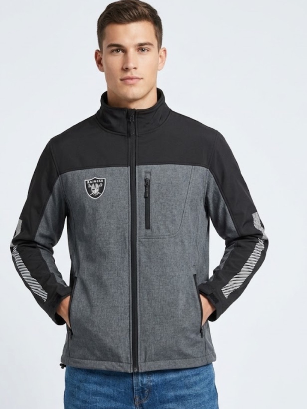 Las Vegas Raiders Ultra Game NFL Softshell Full-Zip Jacket - Size Small